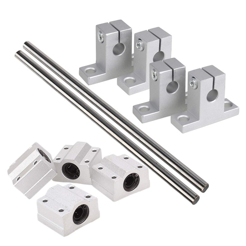 CNBTR Horizontal 8mm Dia Linear Motion Ball Bearing Slide Bushing &200mm Linear Shaft Optical Axis with Rod Rail Support Set - Image 2